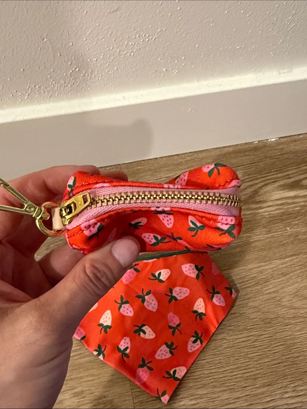 Foggy dog Strawberry Print Red Bandana and bag Pouch Set